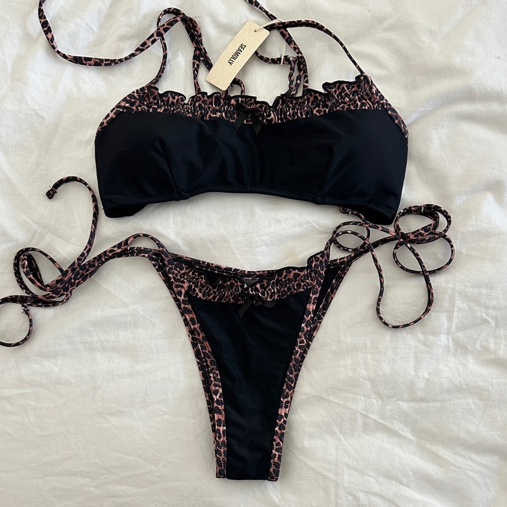 ZAFUL Black and Brown Leopard Print Bikini